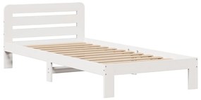 Cama com estante sem colchão 75x190 cm pinho maciço branco