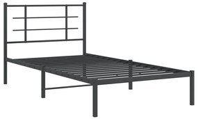 Estrutura de cama com cabeceira 100x200 cm metal preto