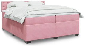 Cama com molas/colchão 200x200 cm veludo rosa