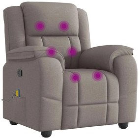 Poltrona de massagens reclinável tecido cinzento-acastanhado