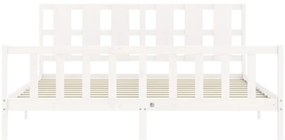 Estrutura de cama com cabeceira 180x200cm madeira maciça branco