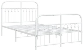 Estrutura de cama com cabeceira e pés 120x190 cm metal branco