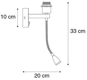 Luminária de parede em bronze incluindo LED com braço de leitura - Brescia Combi Clássico / Antigo,Moderno