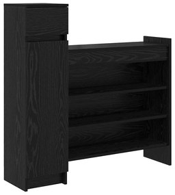 Cabine de Sapatos Carvalho Preto 100.5x28x100 cm Madeira Engenheirada