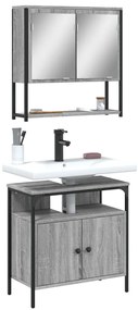 2 pcs conjunto móveis WC derivados de madeira sonoma cinza
