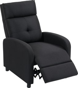 HOMCOM Poltrona Relax Reclinável até 155° Poltrona Reclinável Manual para Pessoas com Altura Inferior 195 cm 67x87x98 cm Preto | Aosom Portugal