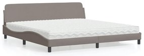 Cama com colchão 200x200 cm tecido cinzento-acastanhado