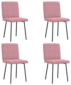 Cadeiras de jantar 4 pcs veludo rosa