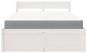Cama com gavetas e colchão 120x190 cm pinho maciço branco