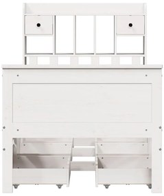 Cama com estante sem colchão 100x200 cm pinho maciço branco