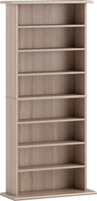 HOMCOM Estante Estreita para CDs e DVDs com 8 Compartimentos e Prateleiras Ajustáveis 58x24x126,3 cm em Madeira | Aosom Portugal