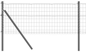 Cerca Euro com 13 postes, 0,6 x 25 m, em aço galvanizado cinza