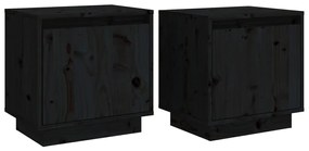Mesas de cabeceira 2 pcs 40x30x40 cm pinho maciço preto