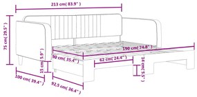 Sofá-cama com gavetão 90x190 cm veludo cinzento-escuro