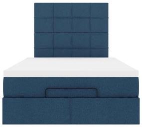 Estrutura de cama otomana com colchão 120x200 cm tecido azul