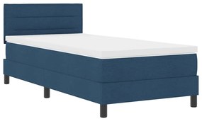 Cama Box com Colchão &amp; LED Azul 100x200 cm Tecido