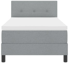 Cama Box Spring com Colchão Cinza Claro 100x200 cm Tecido