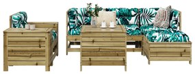 7 pcs conjunto sofás jardim madeira de pinho impregnada