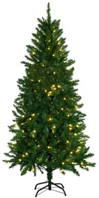 HOMCOM Árvore de Natal 180 cm Artificial Ignífugo com 714 Ramos 200 Luzes LED IPX2 8 Modos Folhas de PVC Base Dobrável Verde | Aosom Portugal