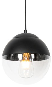 Candeeiro de suspensão retro preto com vidro transparente 20 cm - Eclipse Retro