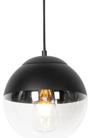 Candeeiro de suspensão retro preto com vidro transparente 20 cm - Eclipse
