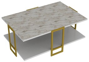 Mesa de Centro Polka – Dourado e Branco – 91,5 x 36,6 x 61,5 cm