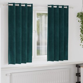Cortinas Blackout vidaXL com Ilhós 2 pcs Verde Escuro Veludo