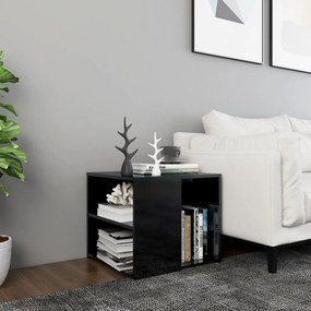 806389 vidaXL Mesa de apoio 50x50x45 cm contraplacado preto brilhante