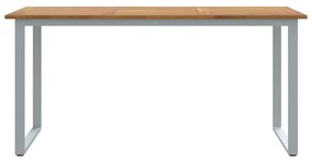 Mesa de Jantar Externa vidaXL Cinza 160x80x75 cm Aço e Madeira Sólida