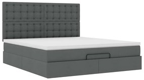 Estrutura de cama otomana com colchão tecido cinzento escuro