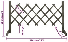 Vedação em treliça para jardim 120x60 cm abeto maciço cinzento
