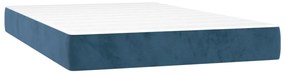 Cama box spring c/ colchão/LED 120x200 cm veludo azul-escuro