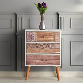 Cómoda Liza com 3 Gavetas e Pernas de Madeira – 50x35x68 cm – Branco e