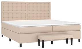 Cama com molas/colchão 200x200 cm couro artificial cappuccino
