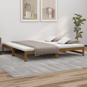 vidaXL Sofá-cama puxar 2x(80x200) cm pinho maciço castanho mel