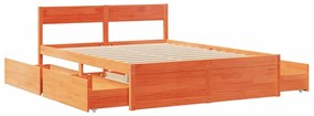 Cama sem colchão 160x200 cm madeira pinho maciço castanho-mel