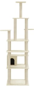 Árvore para gatos c/ postes arranhadores sisal 183 cm cor creme