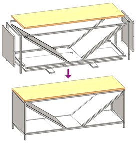 Suporte para lenha com tampo de madeira 100,5x35,5x40 cm branco