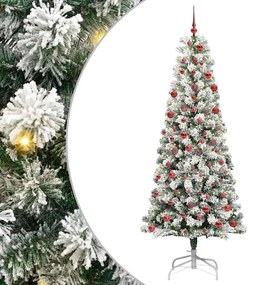 vidaXL Árvore de Natal Articulada Artificial Verde e Branco 210 cm