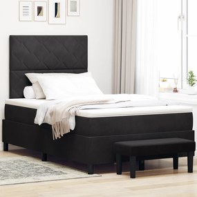 Cama box spring com colchão e banco preto 120x200 cm veludo
