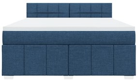 Cama com molas/colchão 180x200 cm tecido azul