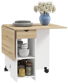 Mesa de Cozinha Dobrável Mesa de Sala de Jantar com Rodas Laterais Reb