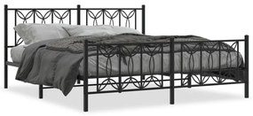 Estrutura de cama com cabeceira e pés 180x200 cm metal preto