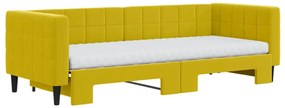 Sofá-cama com gavetão e colchões 80x200 cm veludo amarelo