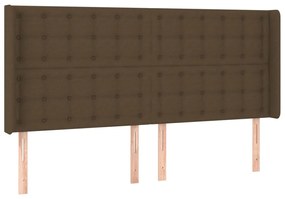 Cama box spring c/ colchão/LED 200x200cm tecido castanho-escuro