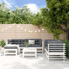 7 pcs conjunto lounge de jardim pinho maciço branco