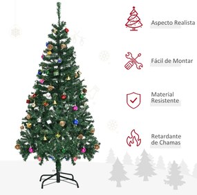 HOMCOM Árvore de Natal Artificial 150cm Ignífugo com 420 Ramos 48 Deco