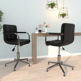 vidaXL Cadeiras de jantar giratórias 2 pcs couro artificial preto