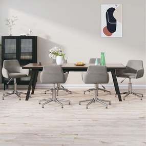 vidaXL Cadeiras de jantar giratórias 6 pcs veludo cinzento-claro