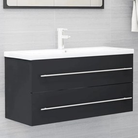 vidaXL Armário lavatório 100x38,5x48 cm derivados de madeira cinzento